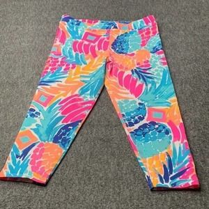 Lilly Pulitzer Girls Maia Cropped Leggings Sz 8-10 Goombah Smash Vibrant Print
